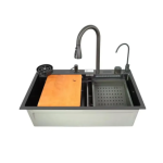 Мийка ZERIX ZH7546-SET-07 DECOR NANO-BLACK зі змішувачем НЕРЖ