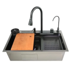 Мийка ZERIX ZH7546-SET-06 DECOR NANO-BLACK зі змішувачем НЕРЖ
